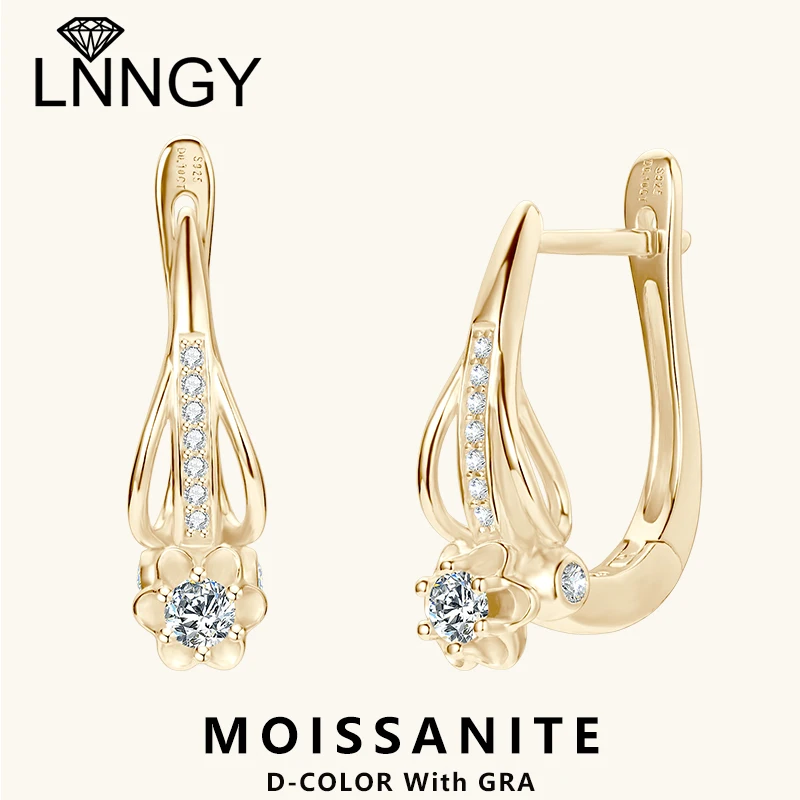 Lnngy Brilliant 3mm Infinity Moissanite Earring oorbellen zilver 925 Sterling Silver Hoop Earrings For Women Wedding Jewelry