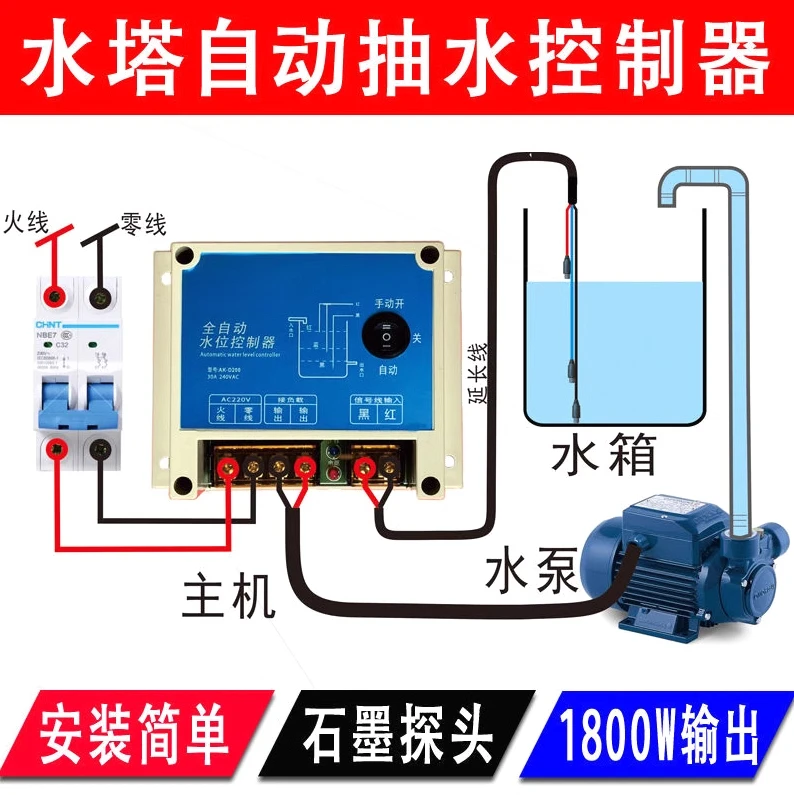 

Self-built house automatic pumping controller water tower tank supply control switch electronic float