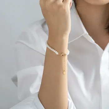 14K गोल्ड प्लेटेड असली प्राकृतिक मीठे पानी के मोती फैशन ब्रेसलेट महिलाओं सुरुचिपूर्ण ब्रेसलेट आभूषण प्रेमिका जन्मदिन शादी उपहार 8 best sales 14k सोने का कंगन - №3