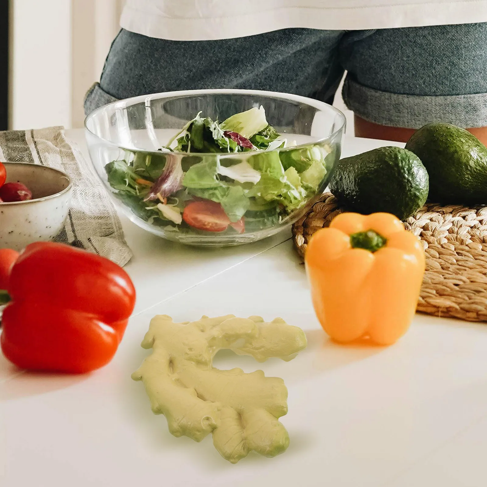 

4Pcs Artificial Ginger Decoration Realistic Vegetable Photo Props Lifelike Faux Food for Kitchen Display Home Decor