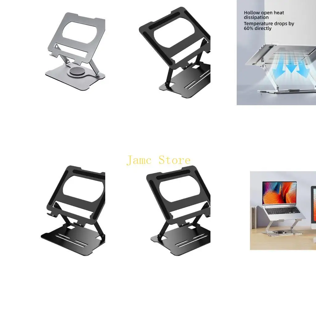 LX0B Carbon Steel Laptop Stand Foldable Height Adjustment Cooling Risers NonSlip Pad And Space Saving Foldable Design