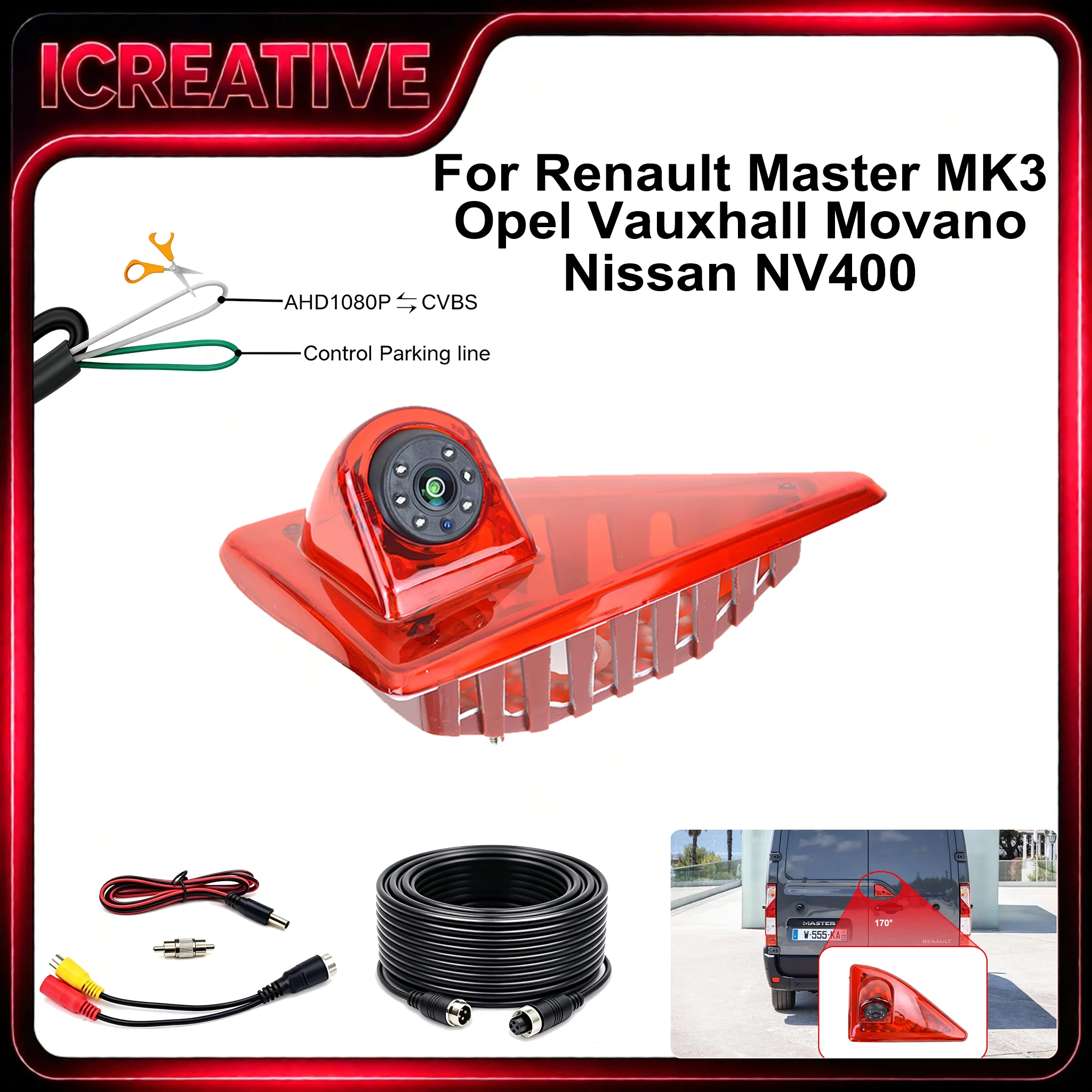 1080P AHD Car Brake Light Rear View Reverse Camera For Nissan NV400 Renault Master 3 Opel Movano Waterproof IP68 Backup Camera