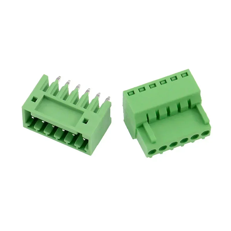 100pcs/lot Green Terminal Block 4P KF2EDGV-2.54mm Straight Bending Pin Seat Welded Male and Female Connector PCB Plug-in Plug