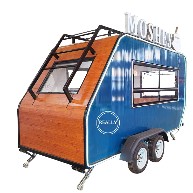 US Standard Square Outdoor Hot Dog Ice Cream Bubble Tea Food Cart Catering Trailer Truck Mobile Kitchen Kiosk With Customizable