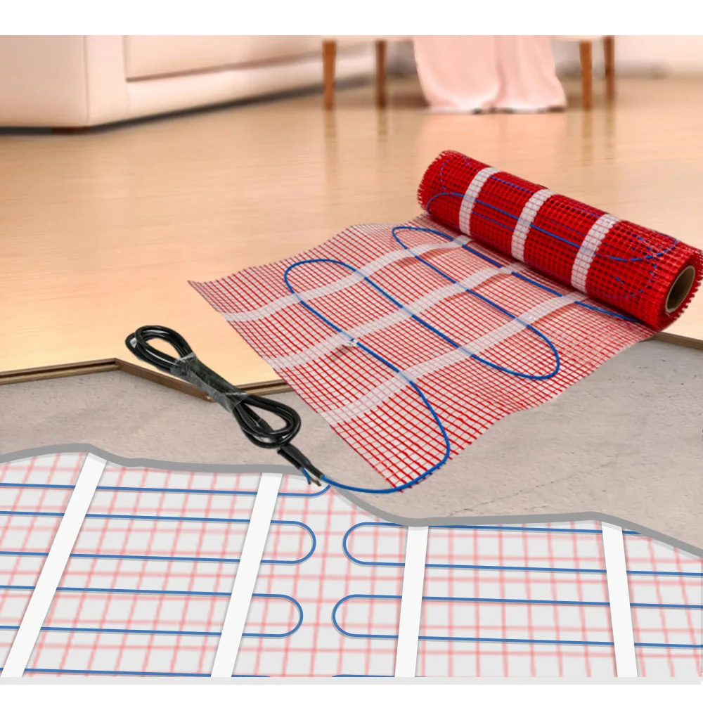 MAXKOSKO 220V Electric Floor Heating Mat Under Floor Heating System Twin conductor heating cable Easy Install Warm Mat 100w/m²