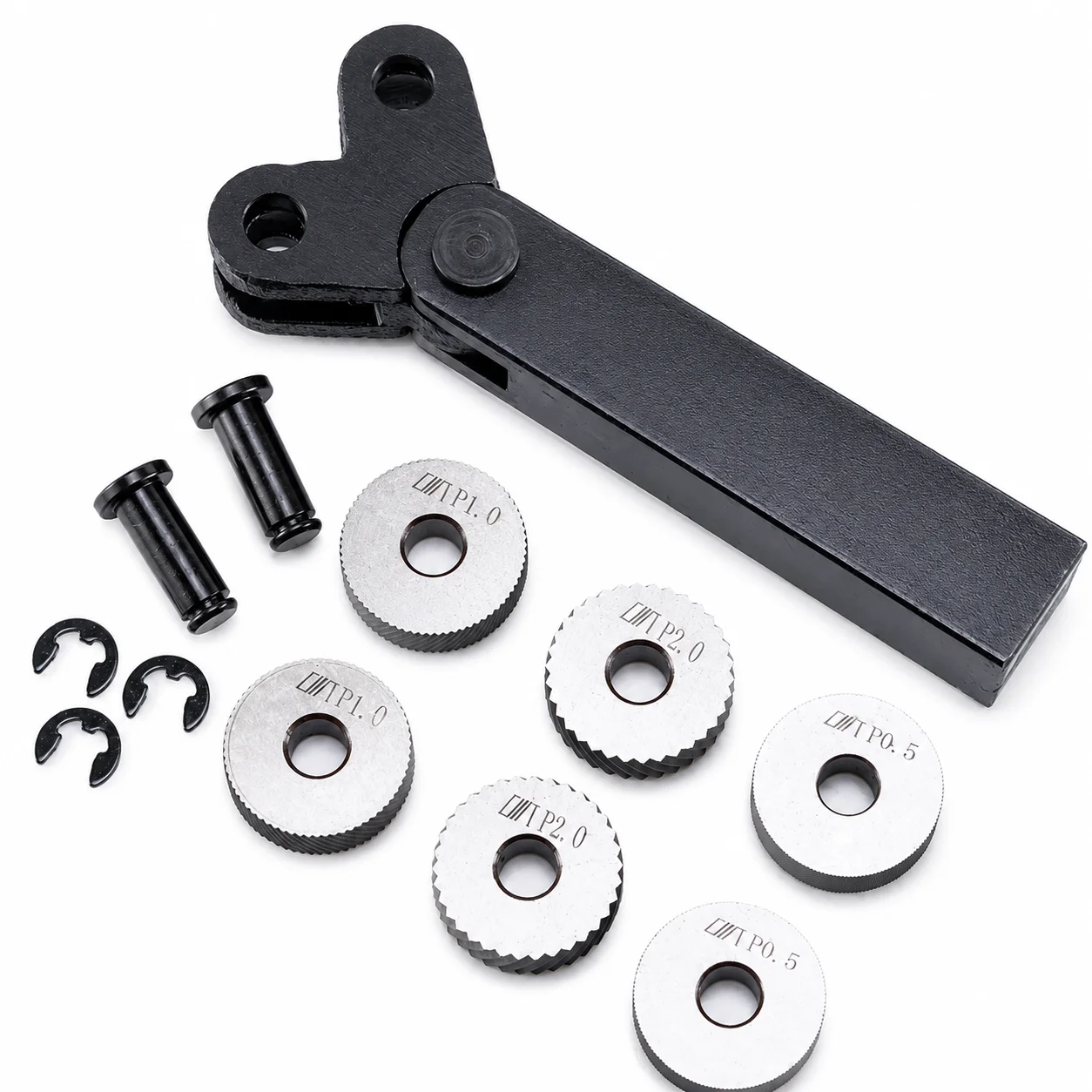6PCS Knurling Tool Wheels 0.5mm 1.0mm 2.0mm HSS Embossing Wheel Inner Hole + Steel Lathe Tool Holder CNC Turning Tool
