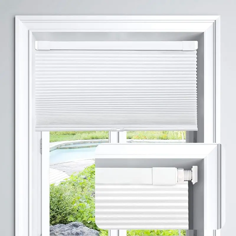 No Drill Hole Install Customized Shade Filtering Fabric Protect Wall Manual Cordless Honeycomb Cellular Blinds For Window