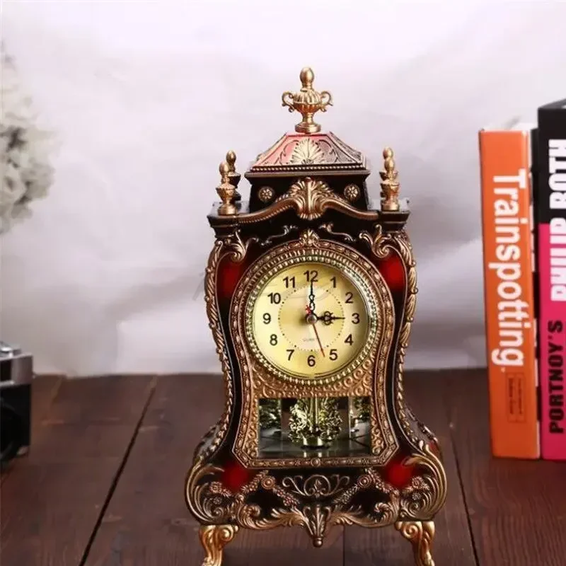1PC 12 Songs Antique Tower Shaped Table Clocks Creative Classical Decoration Swing Clock Living Room TV Cabinet Desk Clock