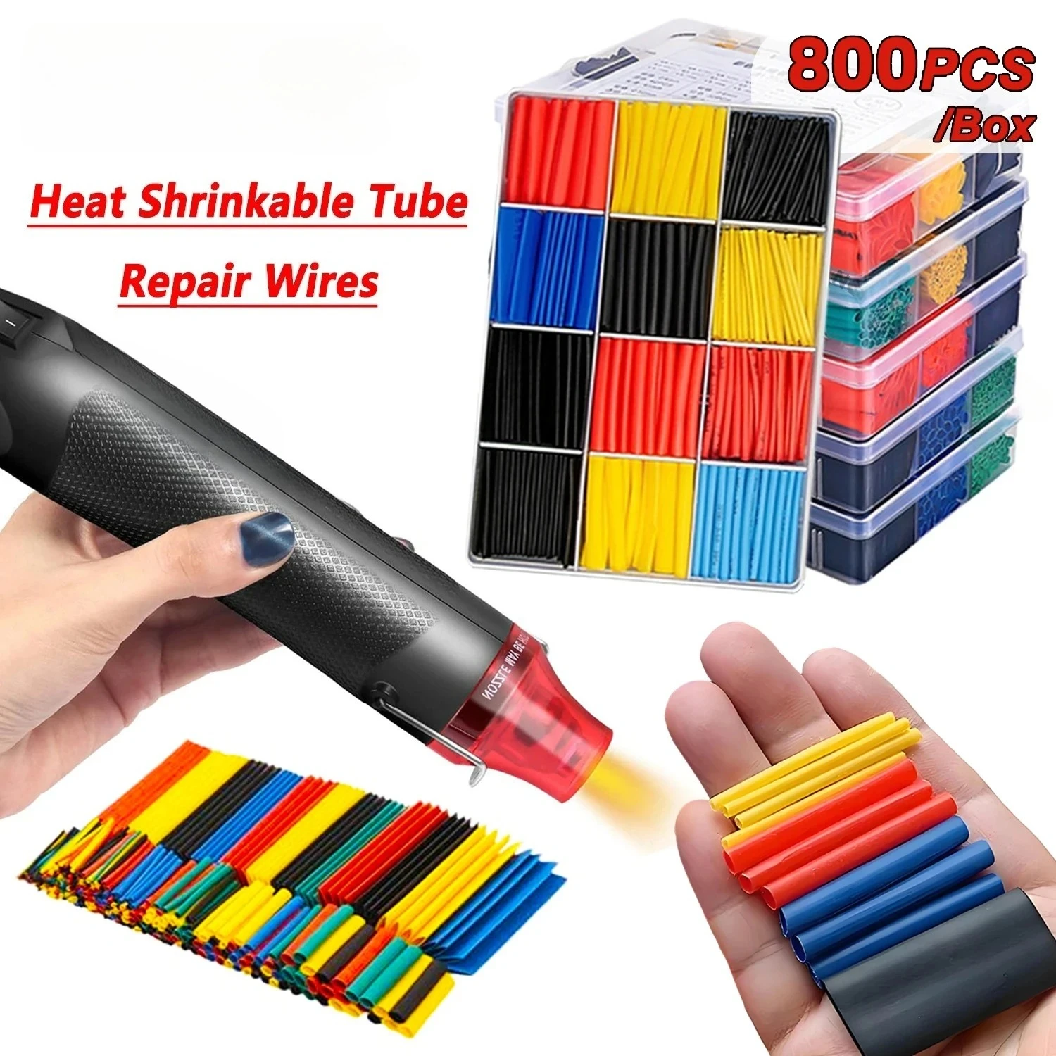 Heat Shrink Tube Kit, Heat Resistant Wire Wrapping Tubing, Electrical Cable Insulation Sleeve for Wiring Connection Protection