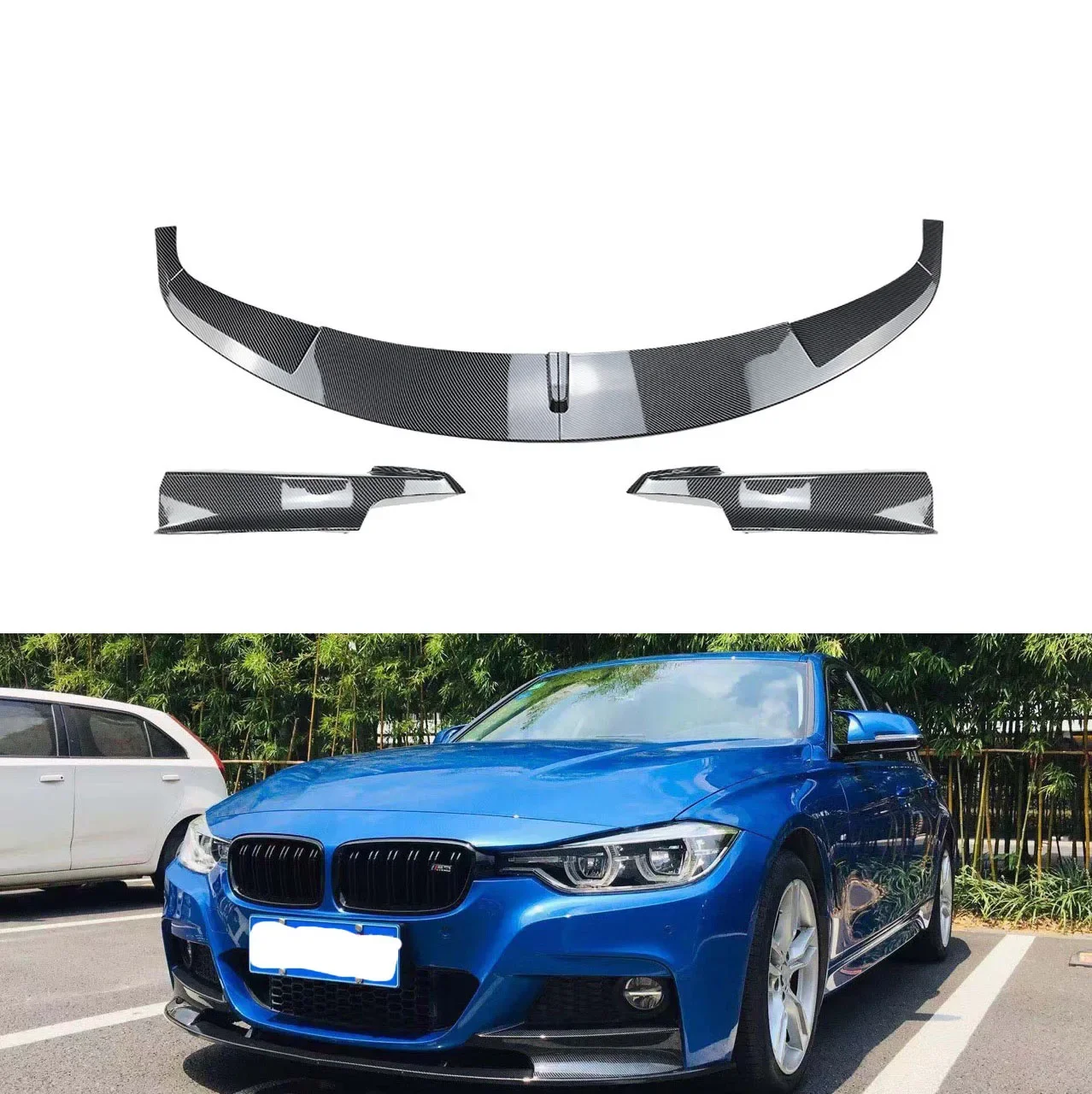 Four Stage Front Lip Splitter Spoiler Side Lower Splitters Body Kit For BMW 3 Series F30 F31 F35 M-Tech 2012-2019