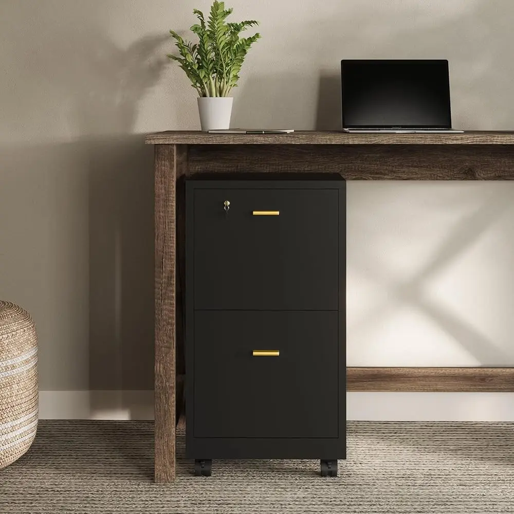 

2 Drawer File Cabinet - Filing Cabinet With Lo - Rolling File Cabinet For Under Desk Storage - Wood Filing Cabinet For Home Or