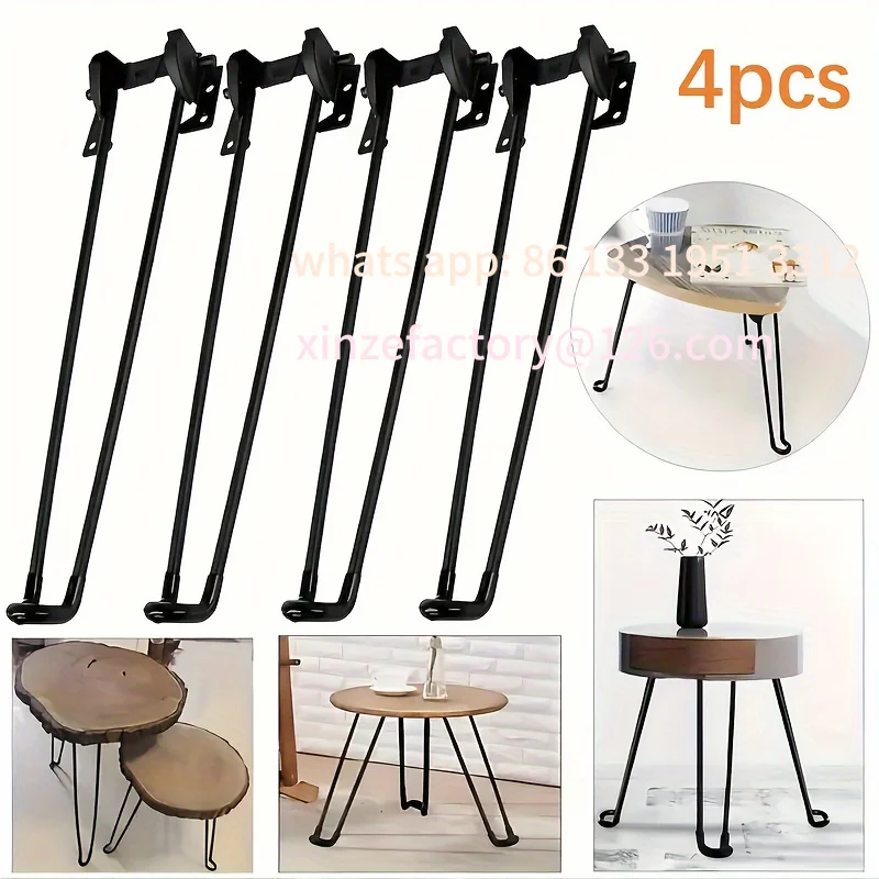 

Customizable Heavy-Duty Collapsible Metal Hair Pin Table Legs Pads for DIY Projects and Home Furniture - Sturdy, Foldable, Asse