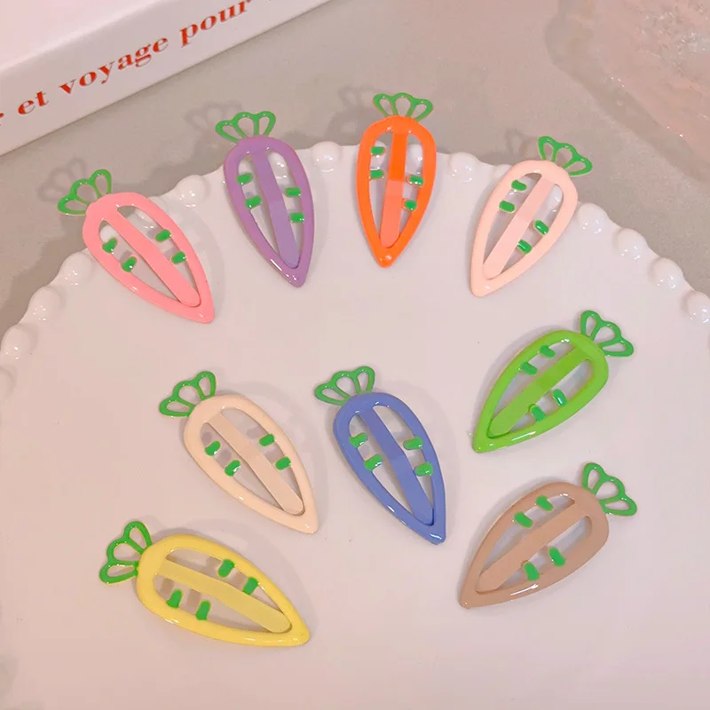 10Pcs/Lot Children Hairpin Carrot Candy Color Hair Accessories Hollowed BB Clip Cute Headwear Side Bangs Hairpin Girls Headdress