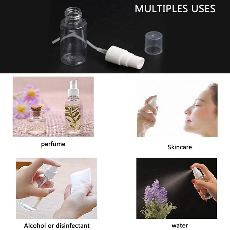 Mini botellas de Spray de niebla fina, rellenables, vacías, de plástico transparente, tamaño de viaje, 180 piezas, 30Ml/1Oz