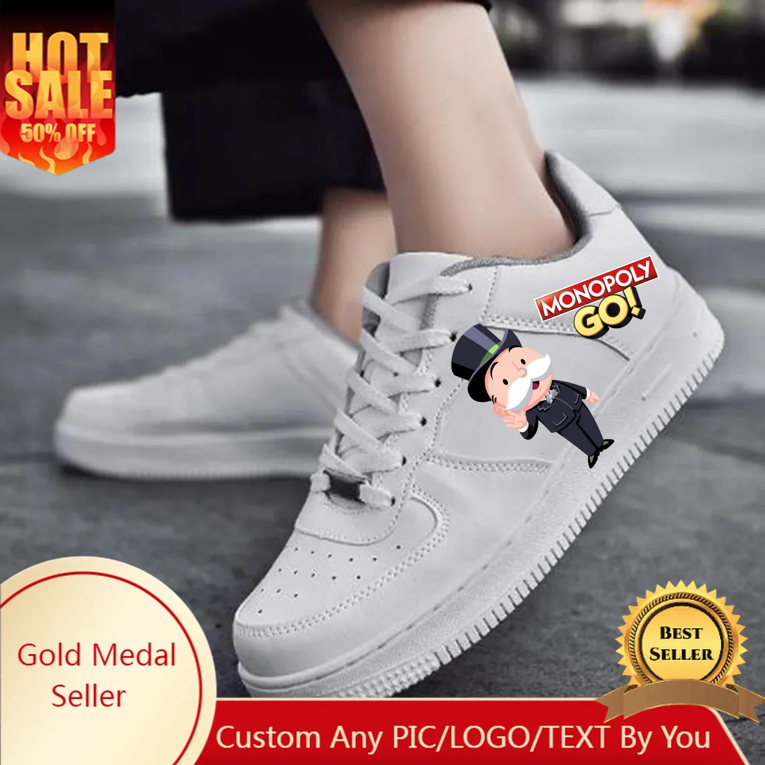 Monopoly Go Game AF Баскетбольные мужские и женские спортивные кроссовки для бега высокого качества на плоской подошве Force Кроссовки на шнуровке с сеткой Обувь на заказ