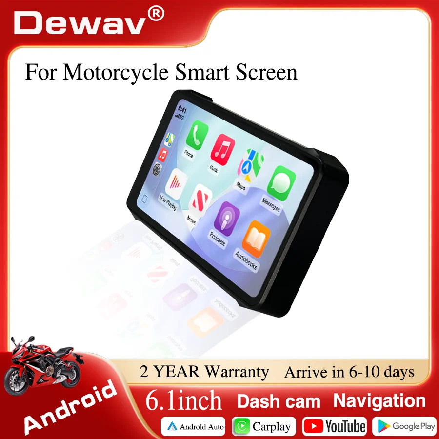 

6.1inch Motorcycle Android 4G Smart Navigation Screen Wireless Carplay IP67 Waterproof DVR Android video recorder