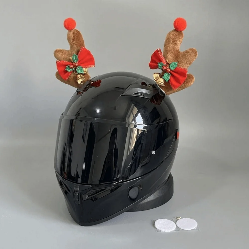 Creative Christmas Antlers Helmet Decor Cute Detachable Motorcycle Helmet Antlers Plush Embossing DIY