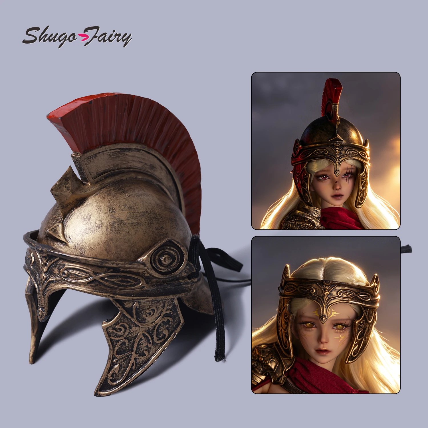 

Shugafairy BJD Helmet 1/4 Aurora Hat with Spear Shield in Antique Bronze Handmade Distressed Ball Jointed Doll Accessories