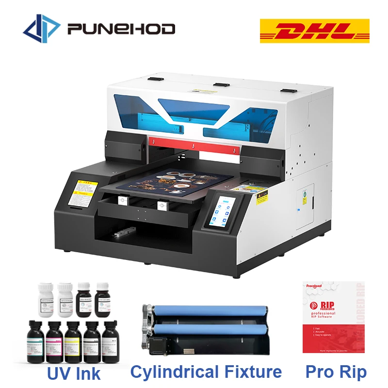 A3-19 UV Flatbed Printer A3 A4 Size EPSON R1390 L800 Printhead with Rotary For Bottle Phonecase Metal Acrylic Wood Cups Glass