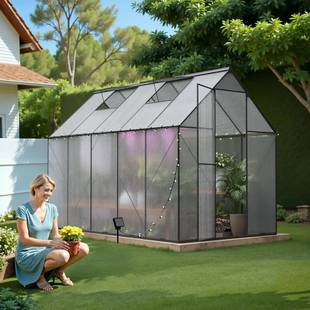 

6x10 FT Greenhouse for Outdoors,Heavy Duty Polycarbonate Greenhouses,Large Walk-in Greenhouses with Roof Vent, Greenhouse