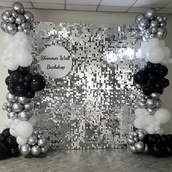 16-49Pcs Shimmer Wall Backdrop Sequin Wall Panel Backdrop Wedding Background Sequin Panels for Birthday Anniversary Party Decor