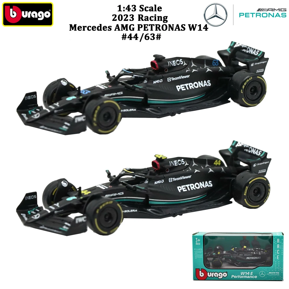 

Модель внедорожника Bburago 2023 F1 Mercedes AMG Petronas W14 RACING #44 1:43 Mercedes AMG W14, модель внедорожника для взрослых