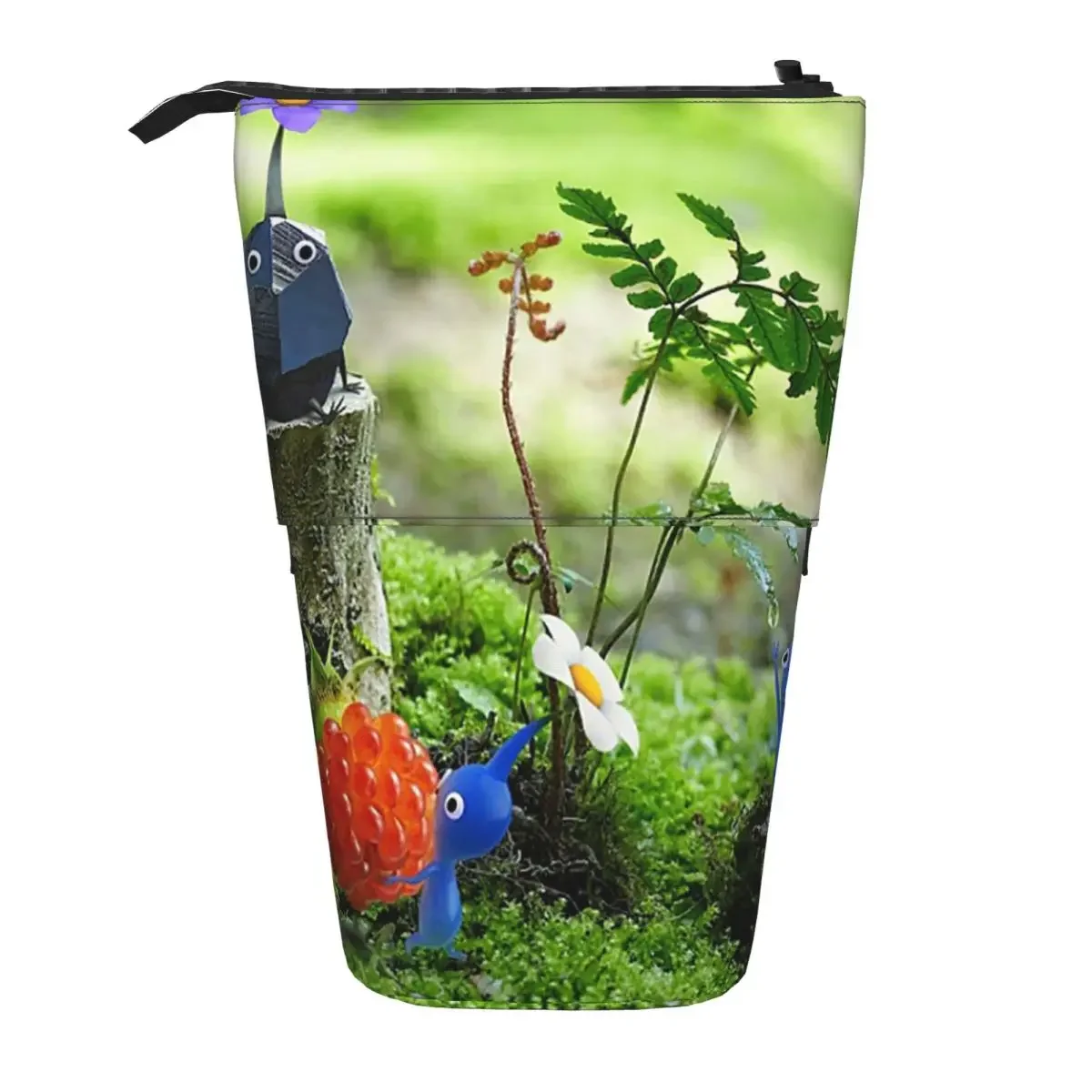Pikmin Reversible Pencil Case for Kids Gifts Pen Box Pencil Bag Stationery Supplies Pen Holder Bag