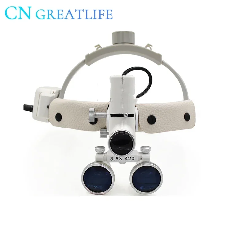 GreatLife Dent  Dental Lab Instruments Headlight Surgical LED Headband Binocular Loupes Medical Loupe Optical Magnifier