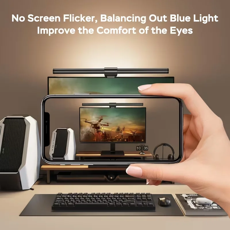 LED/RGB Computer Screen Hanging Lamp Monitor Light Bar Eye Protection Table For Office/Home/Study/Read/Game Dimming Lighting