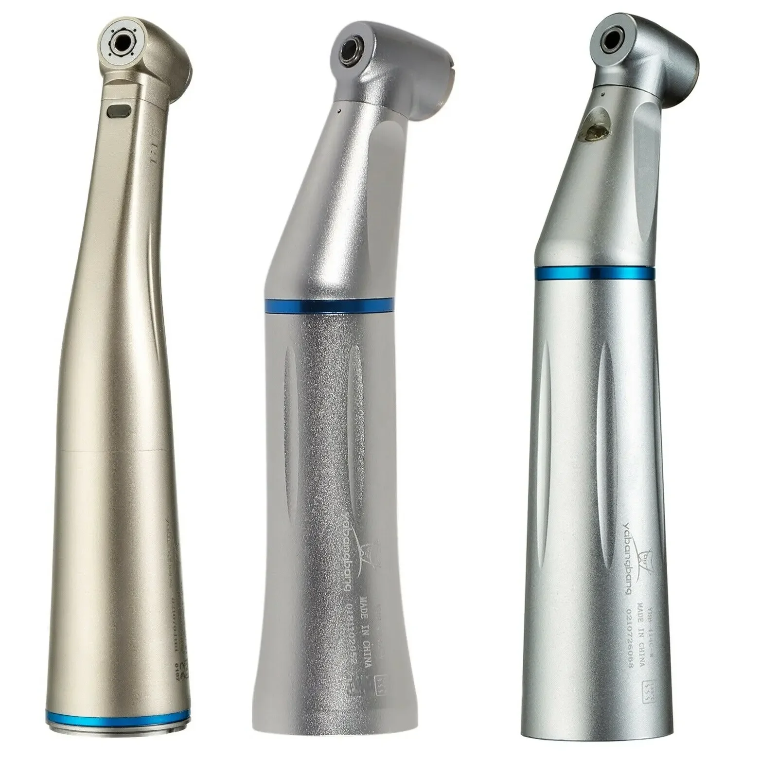 3 Types Dental (LED Fiber Optic) Low Speed Contra Angle Handpiece Inner Water Spray Blue Ring Turbine Fit NSK/Kavo