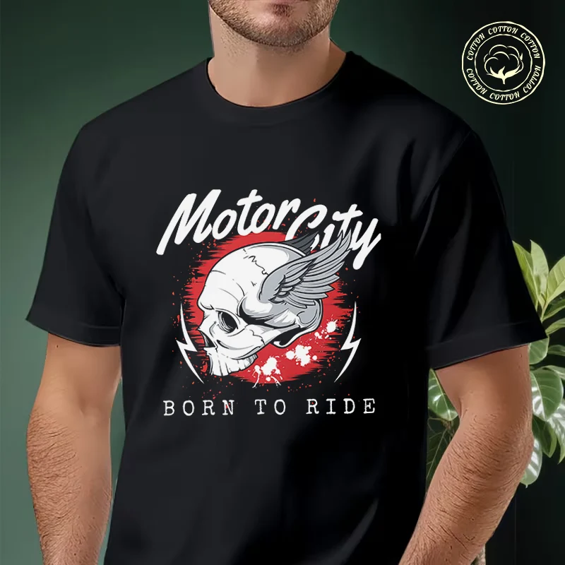 

Motor City Graphic Men's Moto T Shirt Casual Dress High Quality Mens Cotton Round Neck Short Sleeved T-shirt