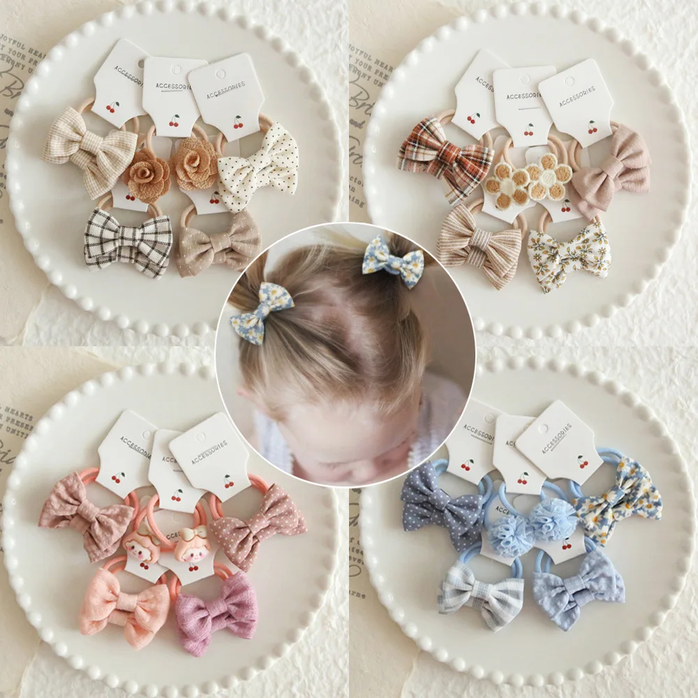 

10PCS Bowknot Hair Ties for Kids Insta Style Cute Flower Baby Elastic Hair Accessories