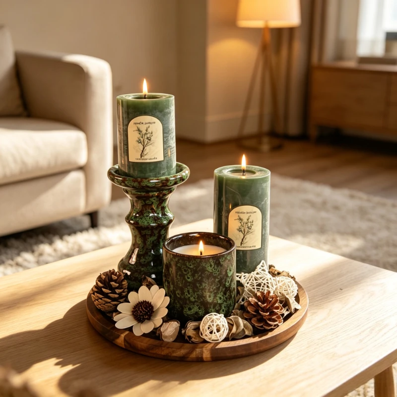 Scented Candle Gift Set, Entryway Home Decor Accent with Long-Lasting Aroma, Ambient Fragrance Ornament for Bedroom