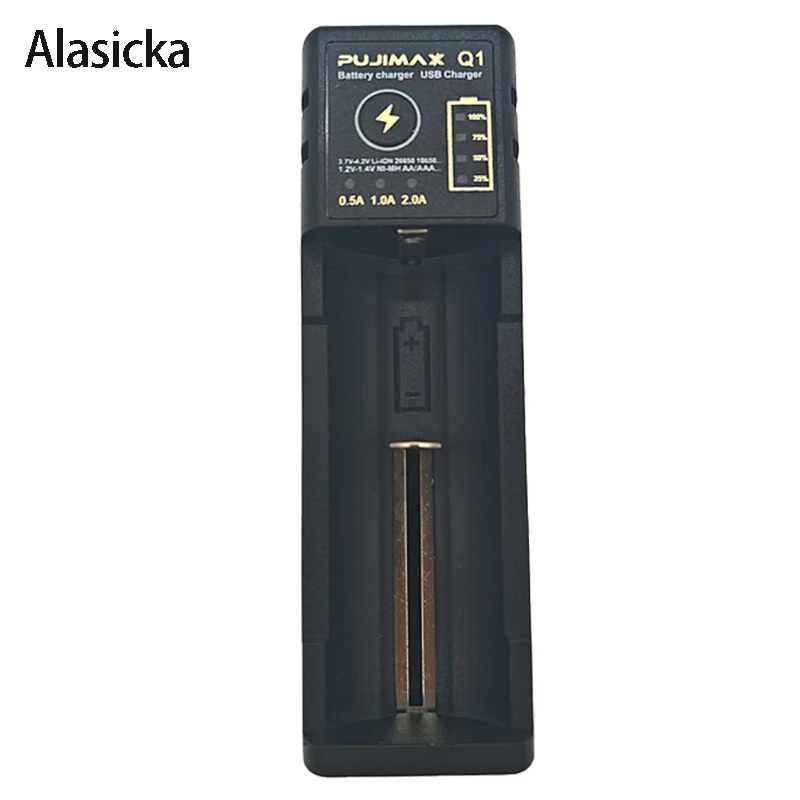 Smart Charging 1-Slot 18650 Ni-MH/Ni-Cd rechargeable batteries Charger Adjustable Current 26650 21700 14500 26500 22650 Li-ion