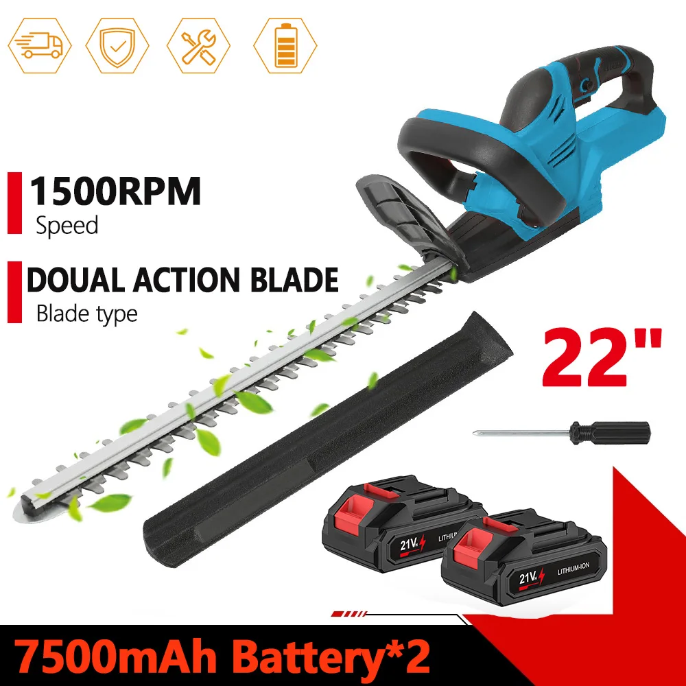Cortasetos eléctrico inalámbrico, sierra de podar de 1500-2000 RPM, cortacésped, herramientas eléctricas para jardinería, para batería Makita de 21V