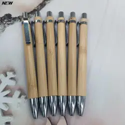 4Pcs Set Bamboo Wood Ballpoint Pen 1.0mm Bullet Tip Blue Black Ink Signature Ball Pen Office School Wrting Stationery