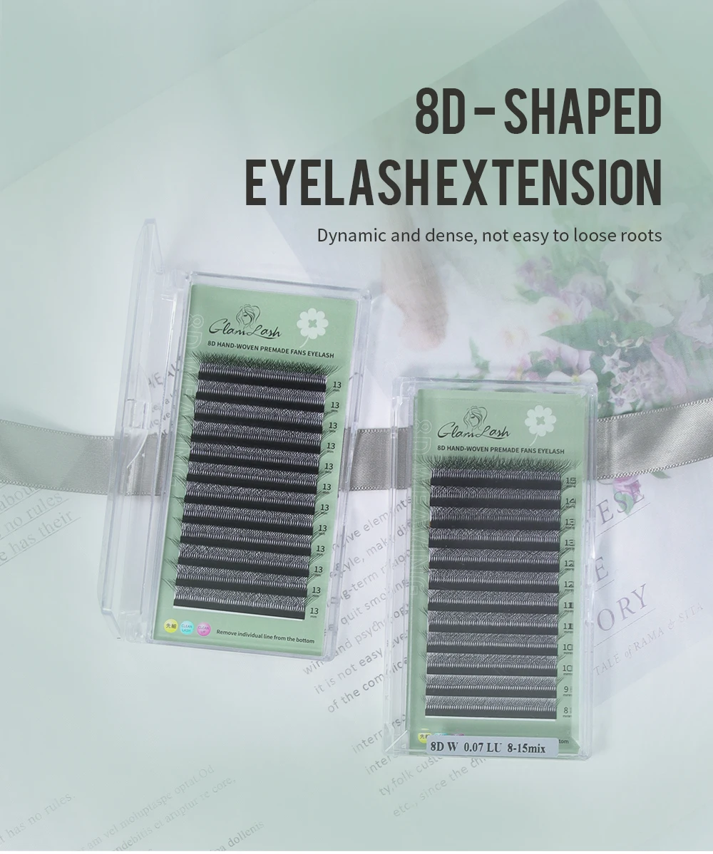 Glamlash 8d-w geformte Wimpern verlängerung c/d/l/lu/m vorgefertigte Volumen ventilatoren Klee w Stil Wimpern falscher Nerz weich leicht fanierend natürlich – Detail 1