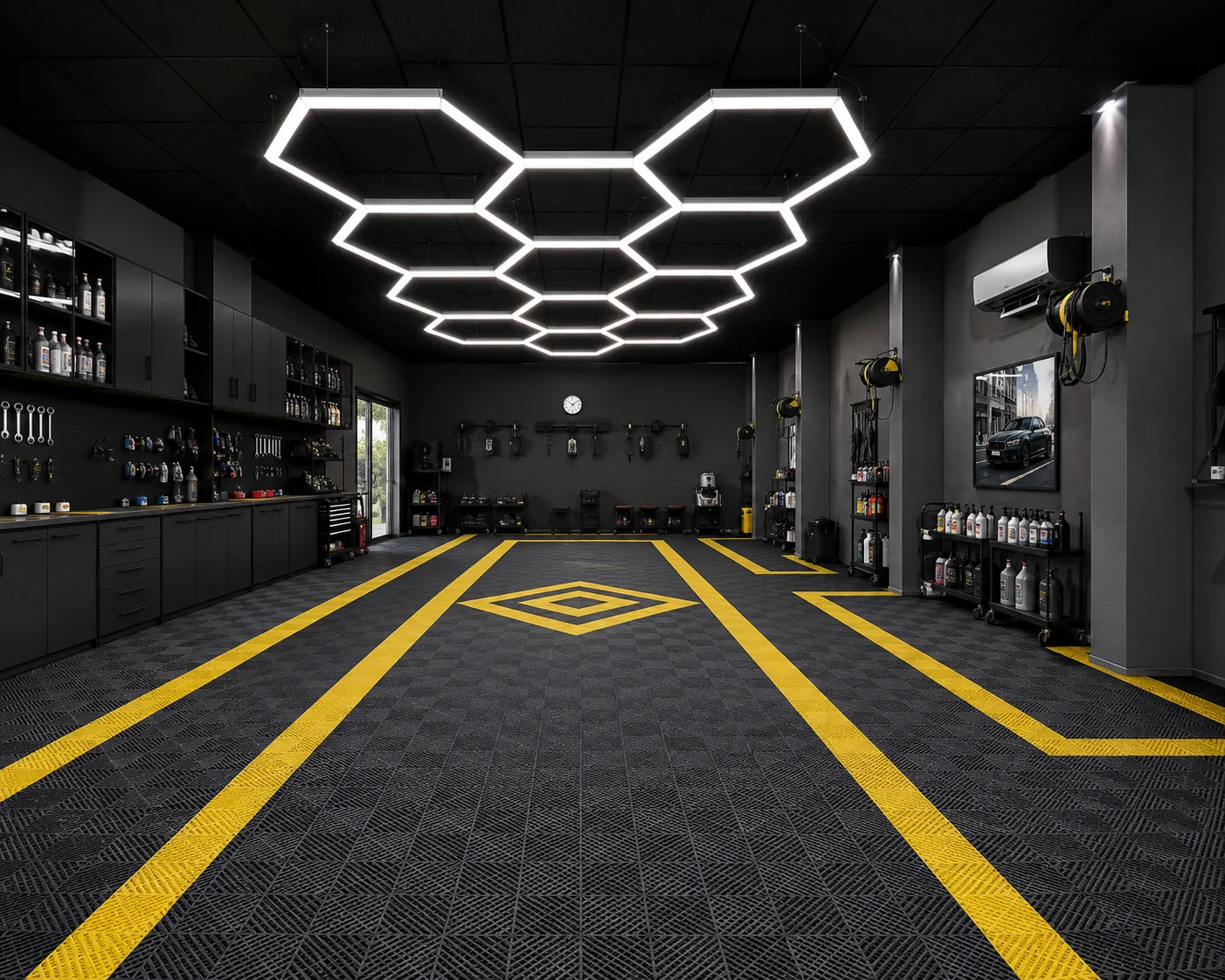 Industrial PVC PP Interlocking Floor Tiles for Garage Car Washroom Auto Detailing Workshop - Plastic Floor Tiles