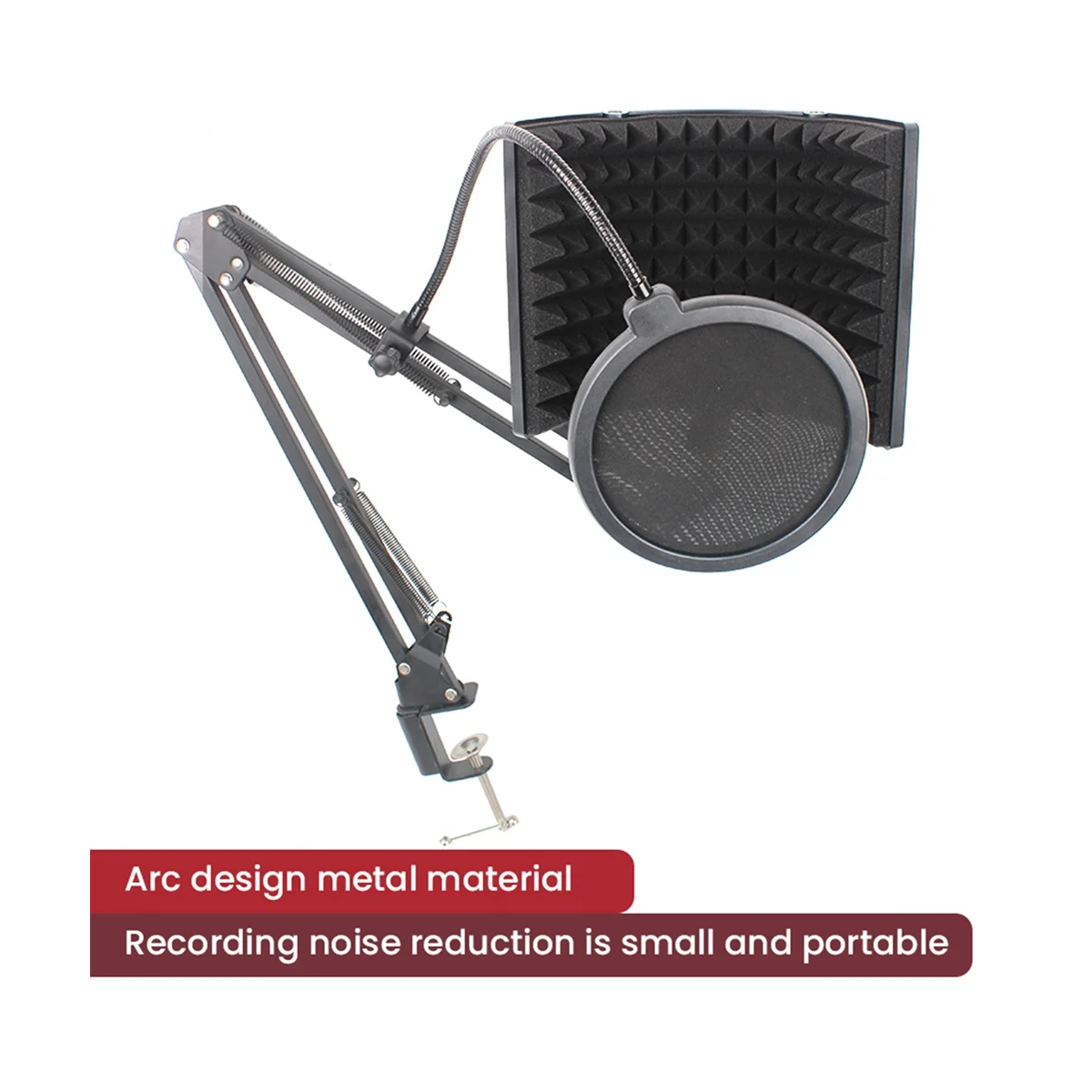 Mini Microphone Windscreen 3 Panels Foldable Acoustic Screen Foam with Stand for Recording Live Broadcast LO-PS58