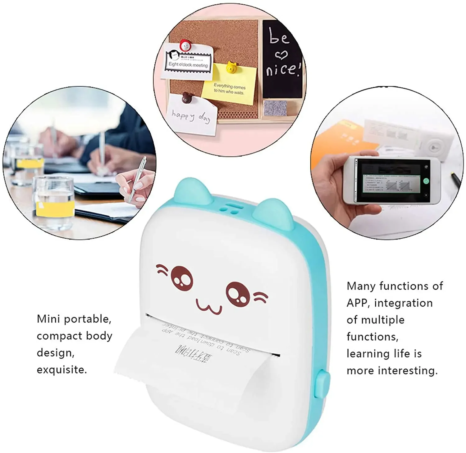 Mini Pocket Printer Wireless Pocket Picture Portable Thermal Printer Bluetooth Printer for Working Listing Notes Journal Travel