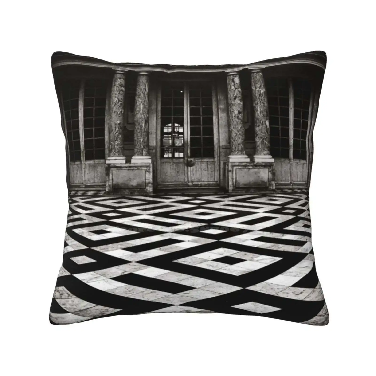 Three Doors Fashion Sofa Throw Pillow Cover Pillowcase Square France Versailles Black And White Mono Monochrome Monotone Fine