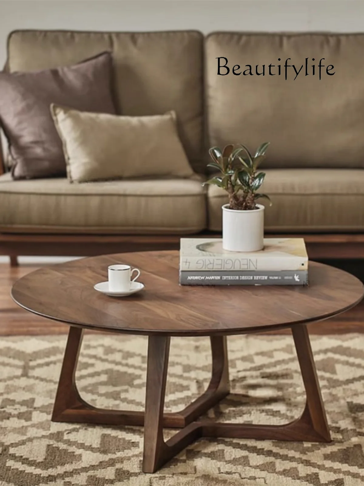 

Nordic Solid Wood Small round Table Small Apartment Simple Home Tea Table