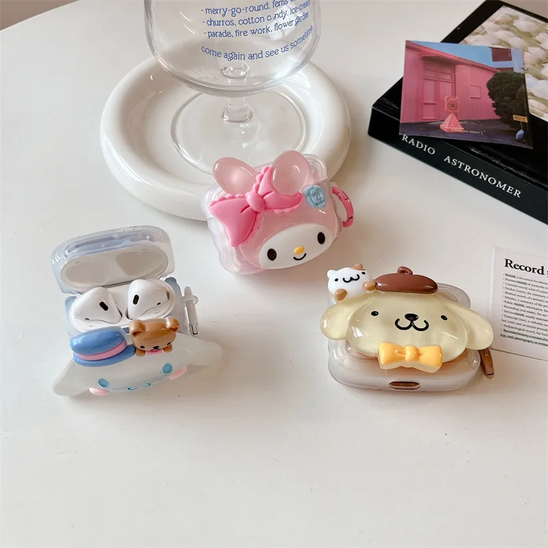 MINISO Sanrio 3D Cinnamoroll Melody AirPods Pro beschermhoes Apple 1/2/3 generatie draadloze Bluetooth-hoofdtelefoonhoes Zacht