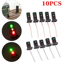 10pcs HO Scale Model Train Signals 2/3 Lights 1:87 Train Railroad LED Signal Lamp Railway Building Layout Scenery Street Light