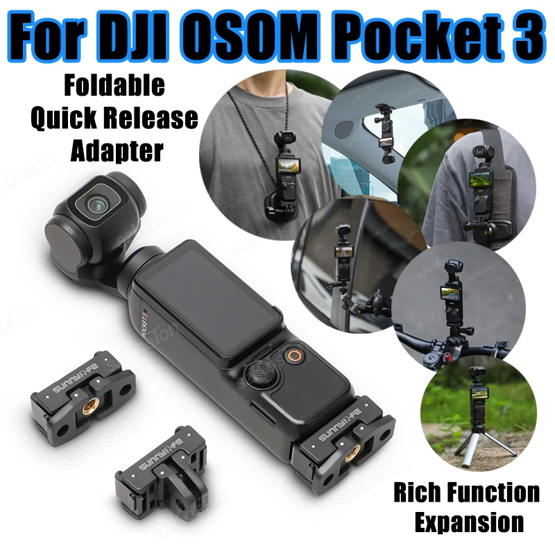 Schnellwechseladapter für DJI OSMO Pocket 4 3 Kamera, faltbare Erweiterungshalterung, Stativadapter mit 1/4-Zoll-Schraubenloch