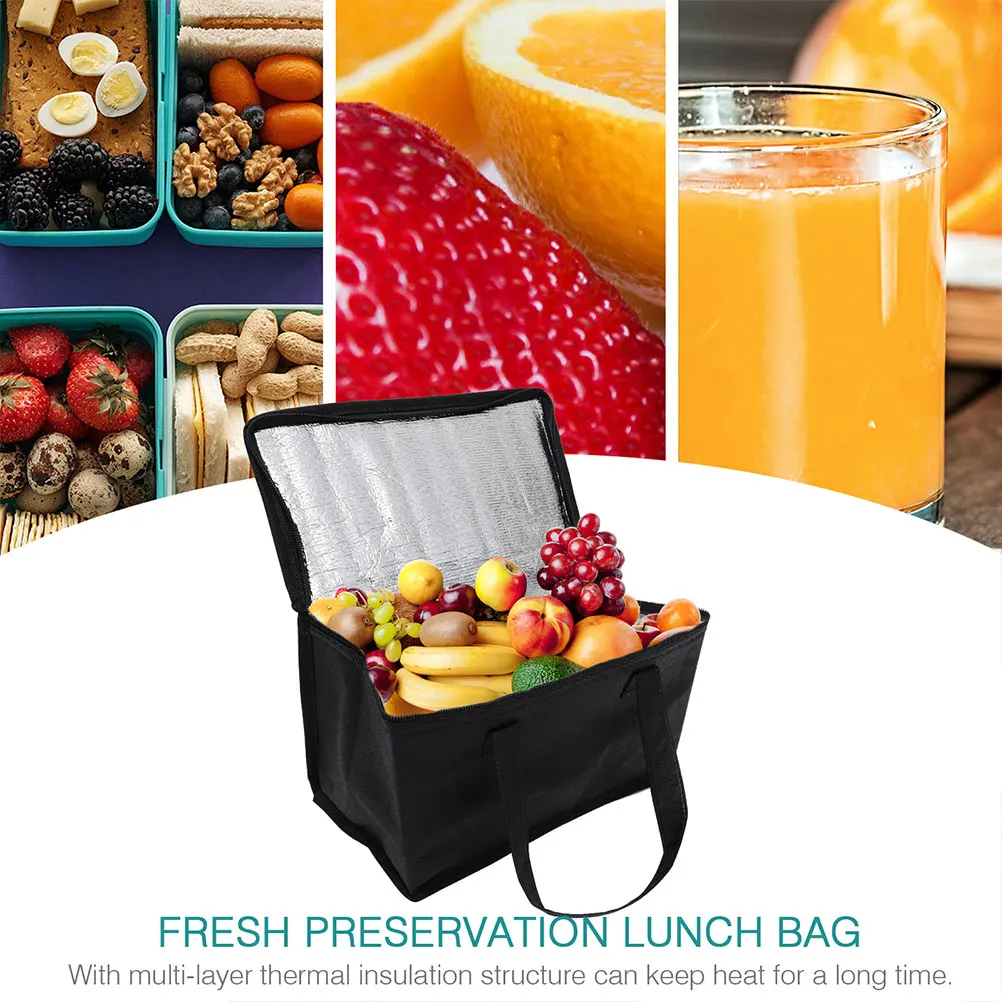 

Insulated Bag Thermal Food Carrier Portable Cake Storage Pouch Reusable Grocery Lunch Cooler For Camping Picnic Takeout Delivery