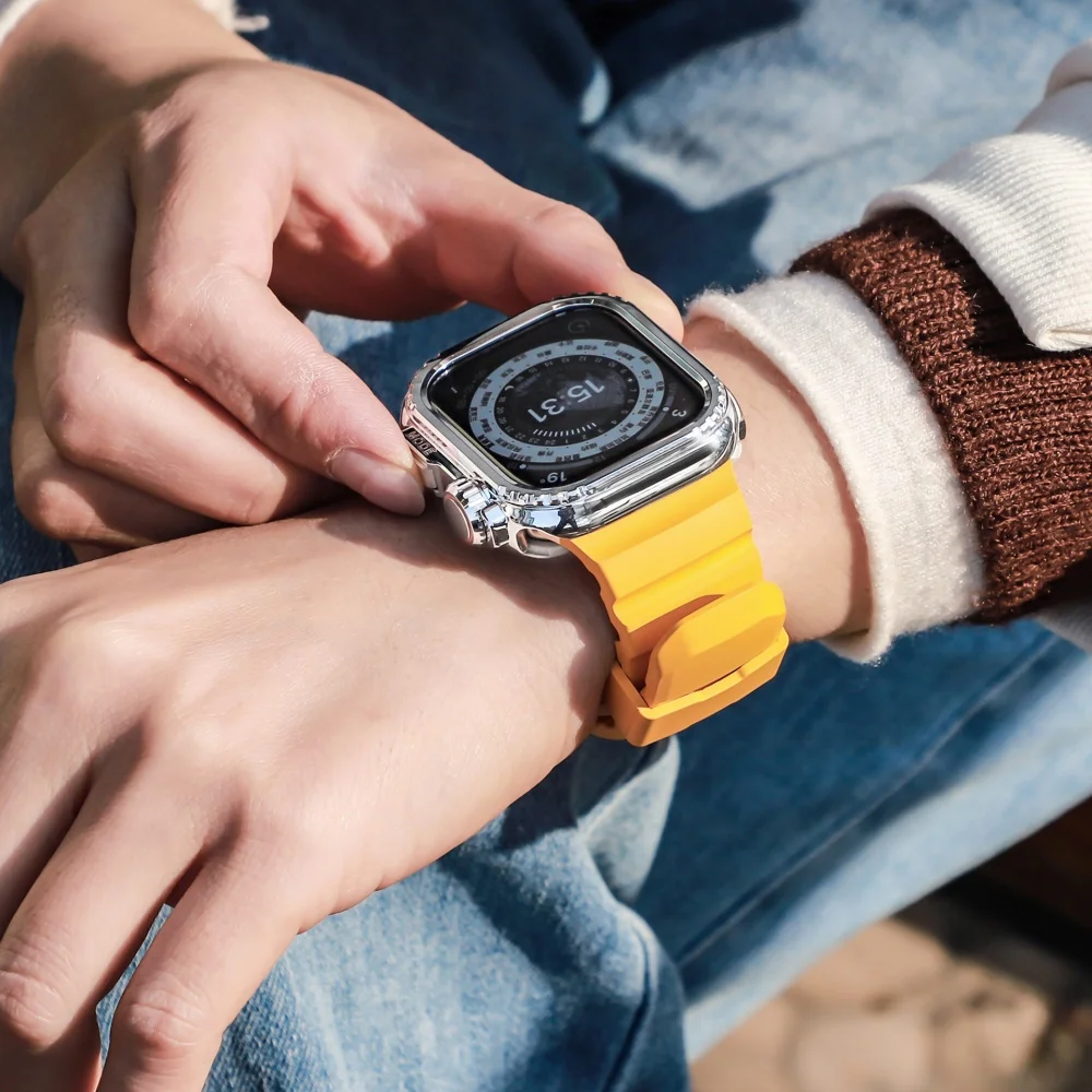 Силиконовый ремешок для Apple Watch Band 49 мм 46 мм 45 мм 44 мм Спортивный браслет для аксессуаров Iwatch Ultra 2 49 мм Серия 10 9 8 7 6 SE