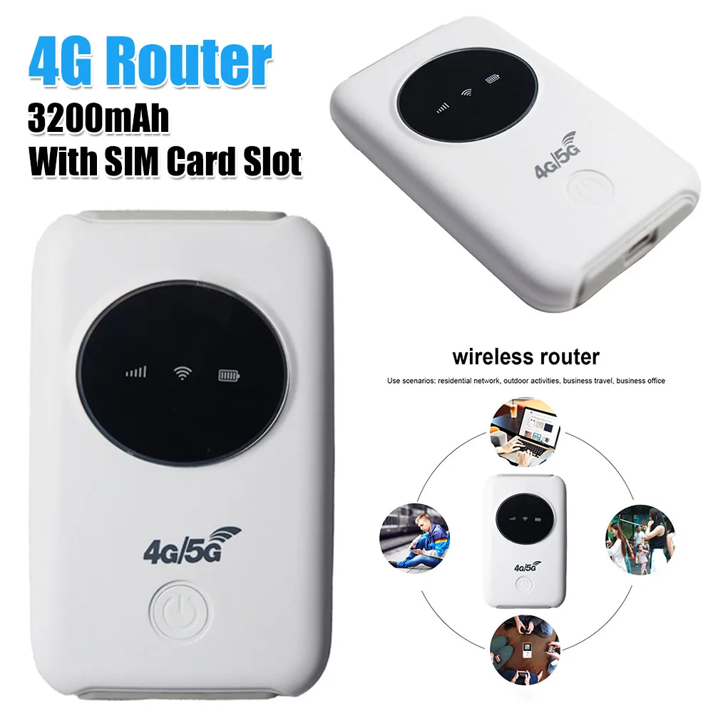 

3200mAh 4G Wireless Router Wide Coverage 10 WiFi Users Wireless LTE WiFi Modem Portable Pocket Hotspot with SIM Card Slot