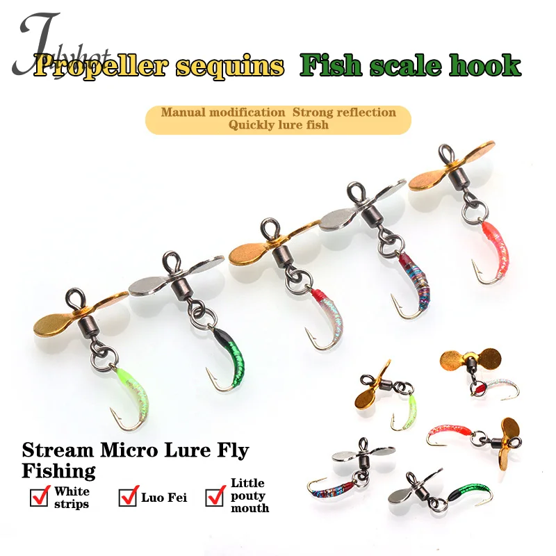 5pcs Fly Hooks Flies Insect Lures Bait Fly Fishing Decoy Bait Sequins Fishhook Trout Nymph Fly Fishing Lure Natural Insect Bait