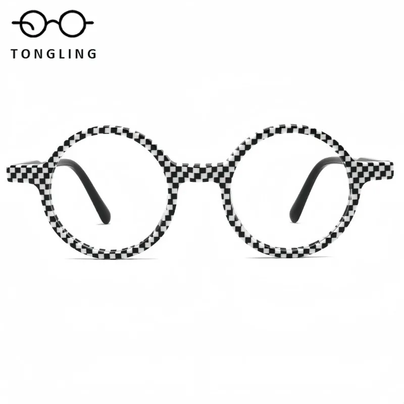2026 New Top-Level Fashionable Men Personalized High-Quality Acetate Retro Handcrafted Women Round Casual Artsy Eyeglass Frame